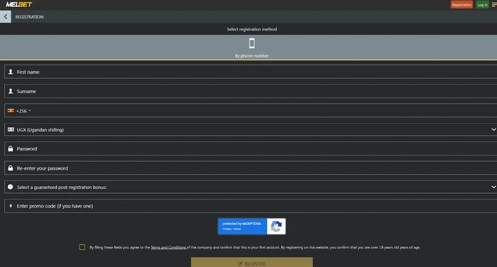 Melbet UG Registration Form
